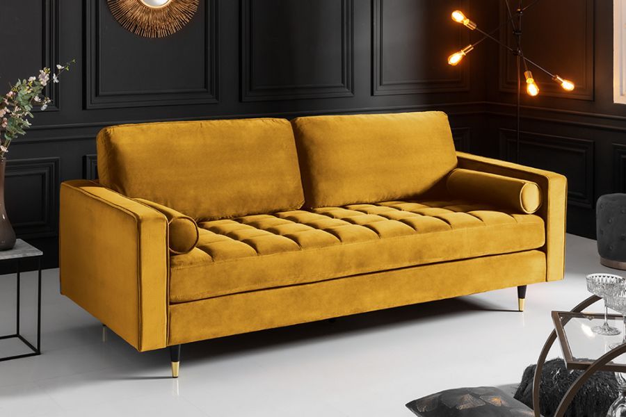 Sofa Cozy Velvet aksamitna musztardowa