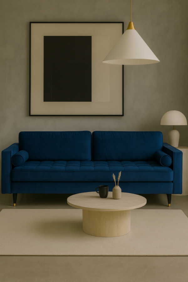 Sofa Cozy Velvet aksamitna niebieska  - Invicta Interior