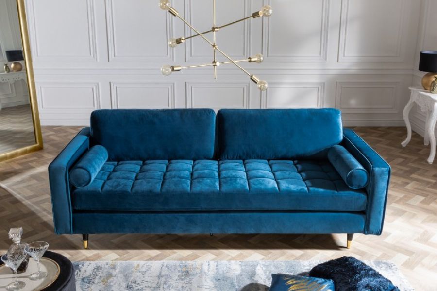 Sofa Cozy Velvet aksamitna niebieska  - Invicta Interior