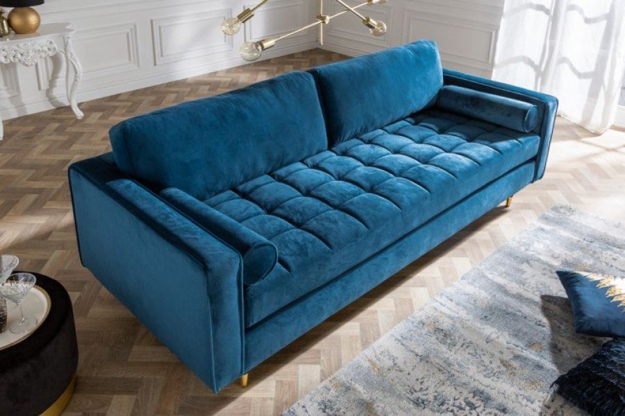 Sofa Cozy Velvet aksamitna niebieska  - Invicta Interior