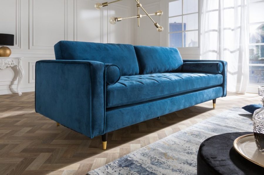 Sofa Cozy Velvet aksamitna niebieska  - Invicta Interior