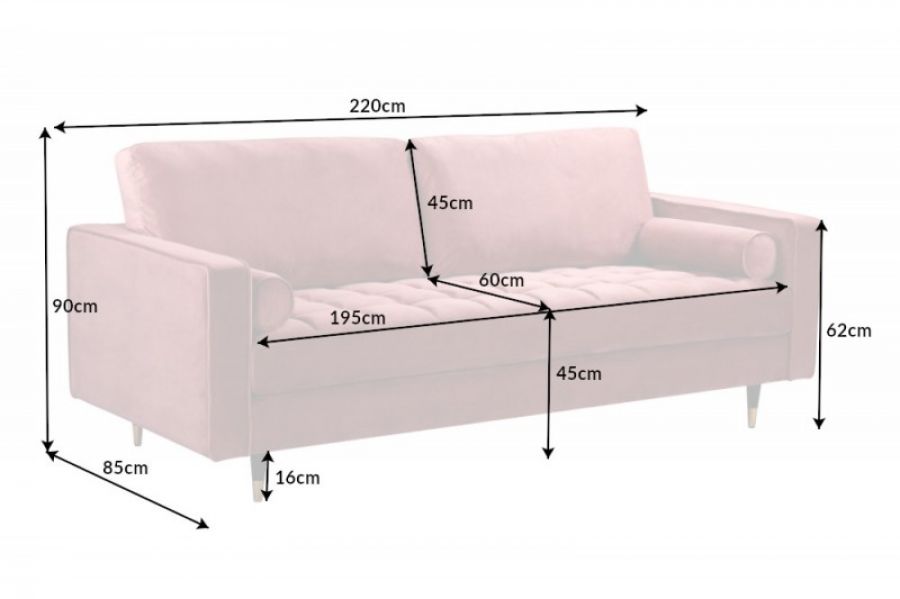 Sofa Cozy Velvet aksamitna różowa - Invicta Interior