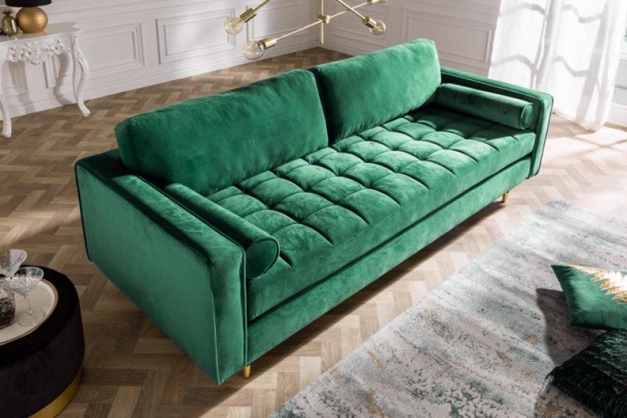 Sofa Cozy Velvet aksamitna zielony szmaragdowy - Invicta Interior