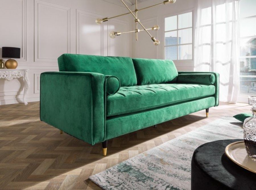 Sofa Cozy Velvet aksamitna zielony szmaragdowy - Invicta Interior