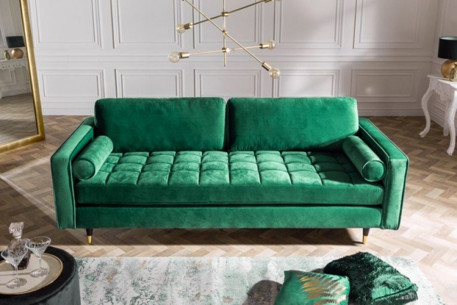 Sofa Cozy Velvet aksamitna zielony szmaragdowy - Invicta Interior