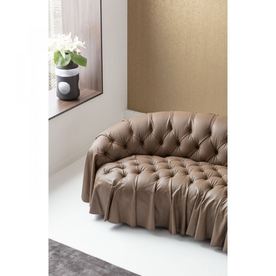 Sofa Drapes 226 cm brązowa  - Kare Design