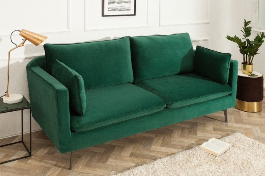 Sofa Famous zielona aksamitna - Invicta Interior