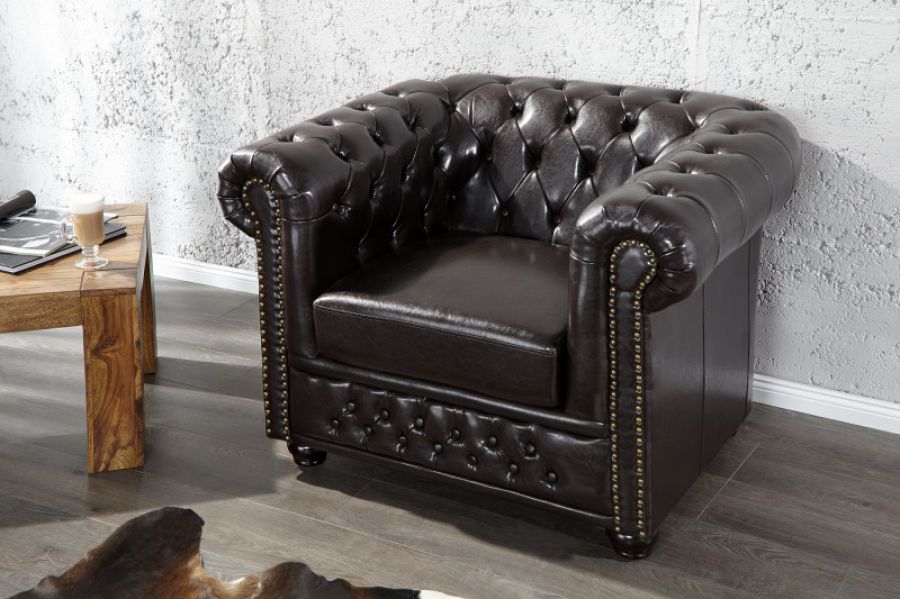 Sofa Fotel Chesterfield Oxford 1 coffee  - Invicta Interior