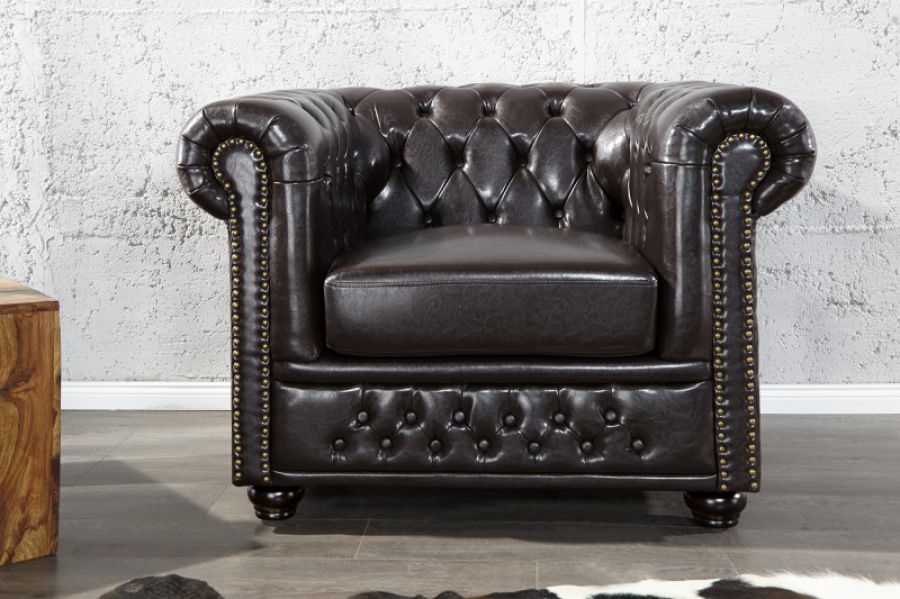 Sofa Fotel Chesterfield Oxford 1 coffee  - Invicta Interior