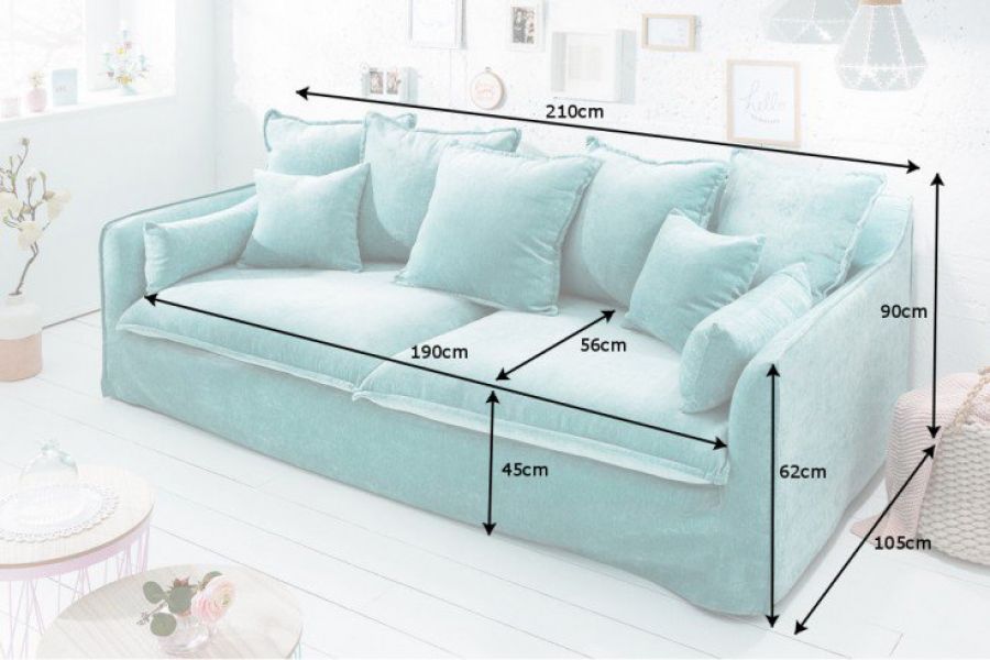Sofa Heaven aqua aksamitna  - Invicta Interior