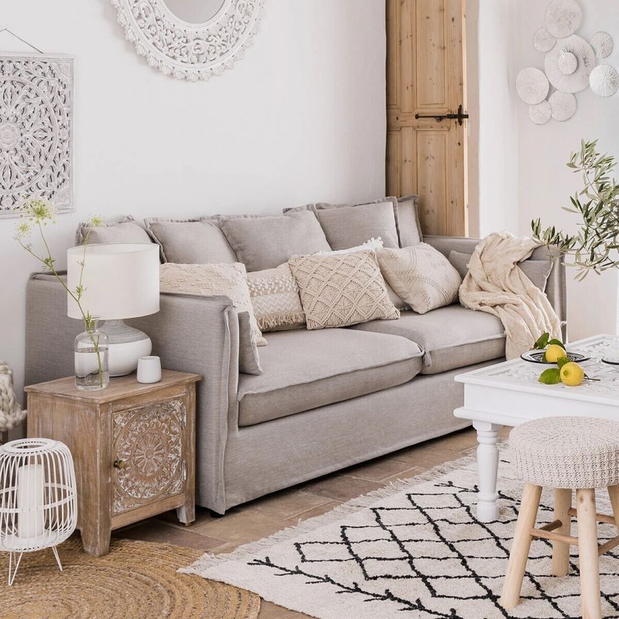 Sofa Heaven rustykalna lniana beżowa - Atmosphera