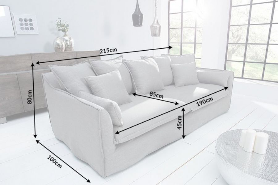 Sofa Heaven rustykalna lniana szara  - Invicta Interior