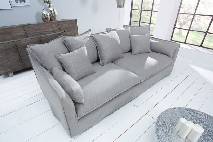 Sofa Heaven rustykalna lniana szara  - Invicta Interior