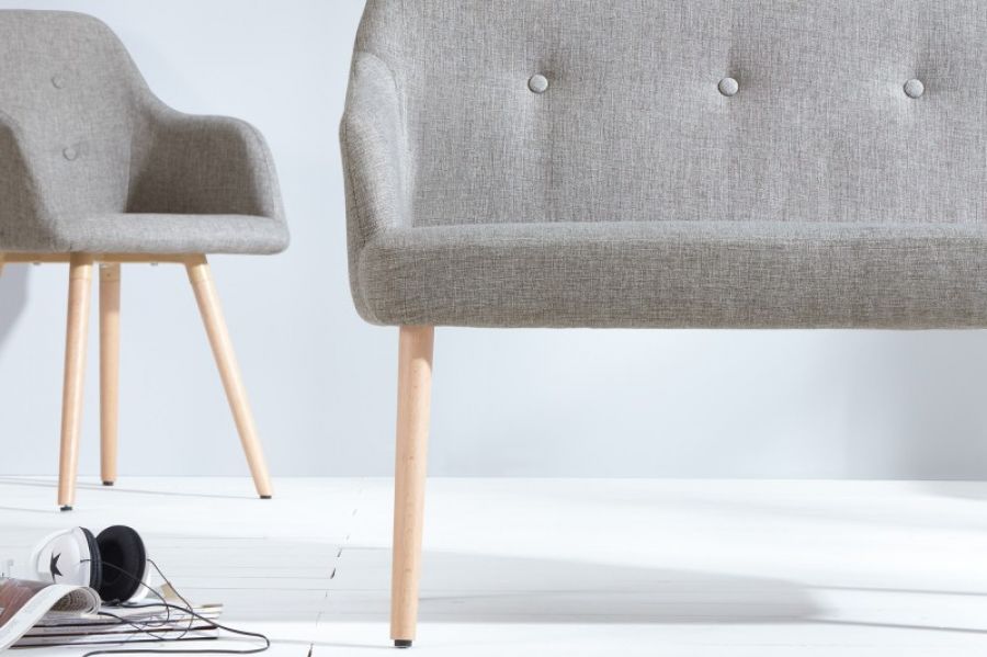 Sofa Ławka Scandinavia szara  - Invicta Interior