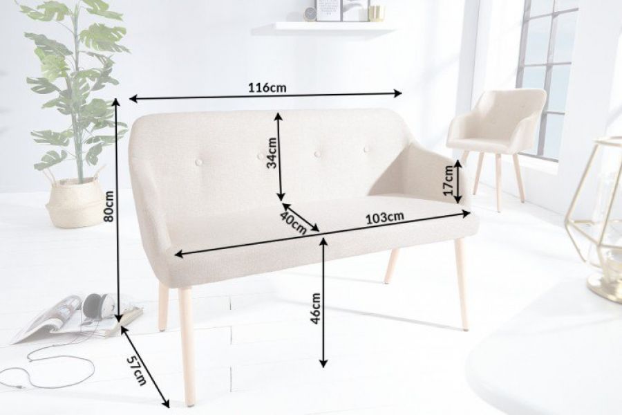 Sofa Ławka Scandinavia natur - Invicta Interior