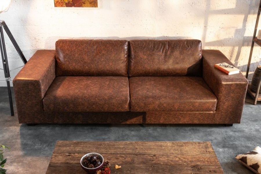 Sofa Lounger vintage brązowa 220 cm  - Invicta Interior