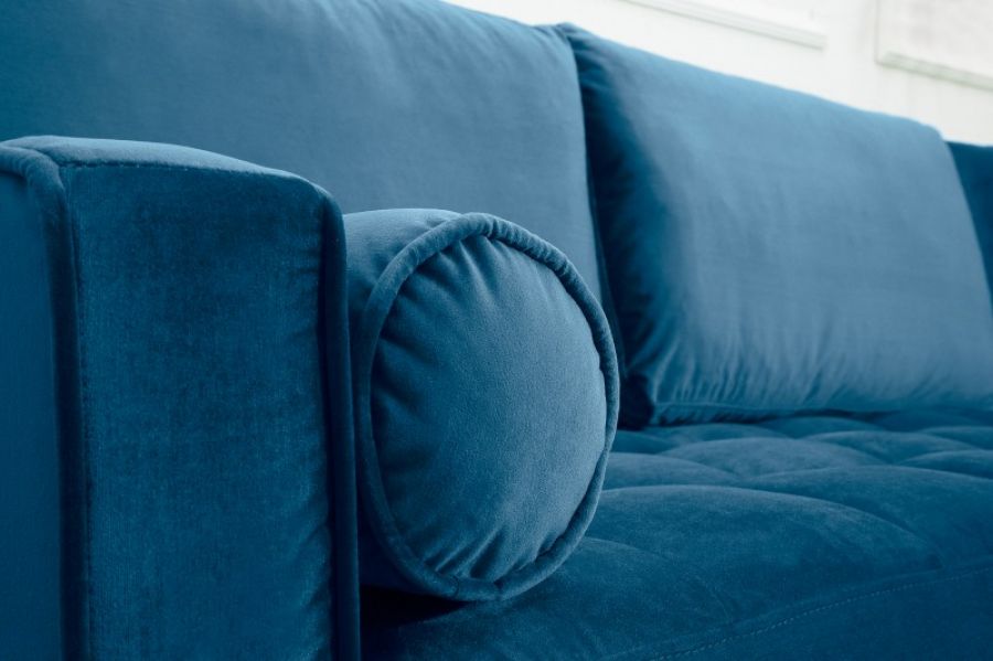 Sofa Narożnik Cozy Velvet aksamitny niebieski - Invicta Interior