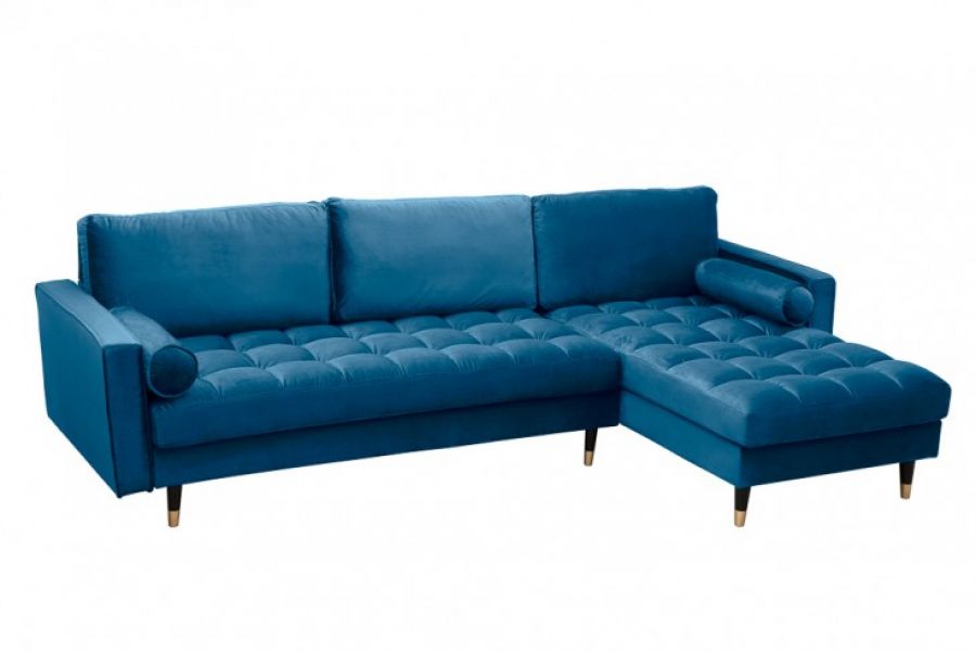 Sofa Narożnik Cozy Velvet aksamitny niebieski - Invicta Interior