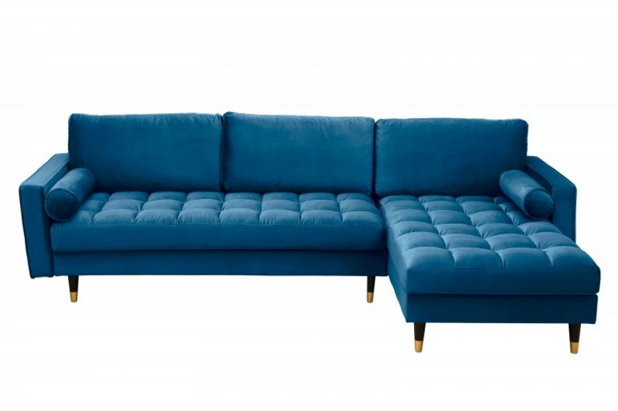 Sofa Narożnik Cozy Velvet aksamitny niebieski - Invicta Interior