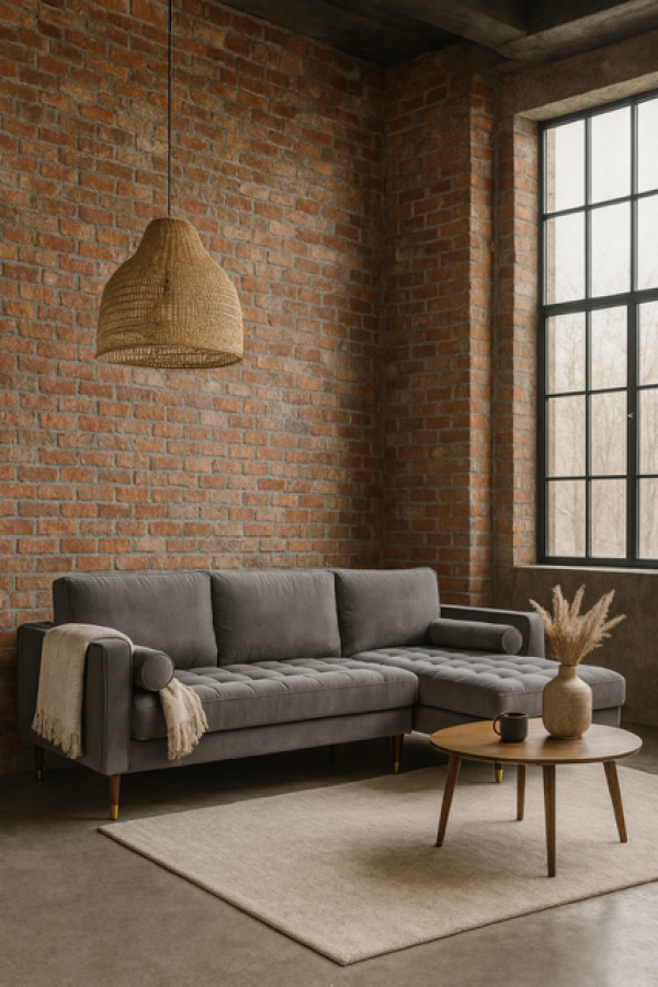 Sofa Narożnik Cozy Velvet aksamitny szary - Invicta Interior