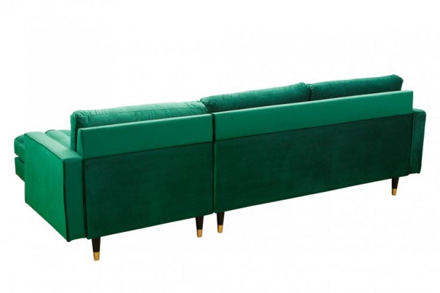 Sofa Narożnik Cozy Velvet aksamitny zielony - Invicta Interior