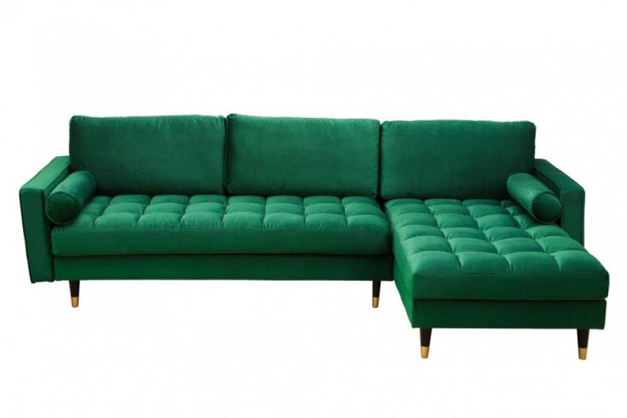 Sofa Narożnik Cozy Velvet aksamitny zielony - Invicta Interior