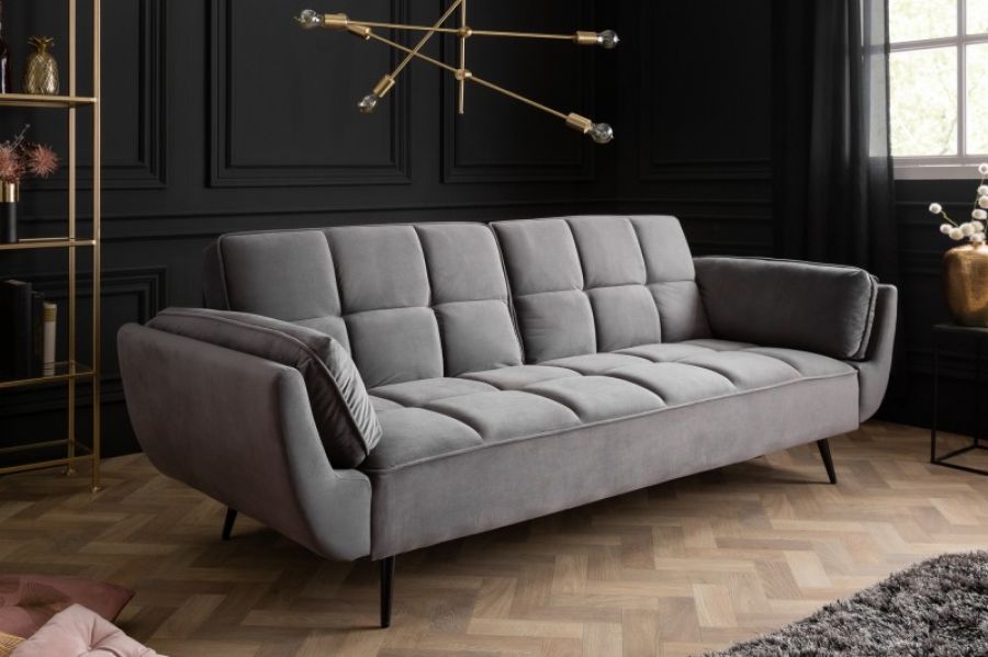 Sofa rozkładana Boutique aksamitna szara - Invicta Interior