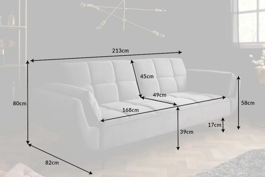 Sofa rozkładana Boutique aksamitna szara - Invicta Interior