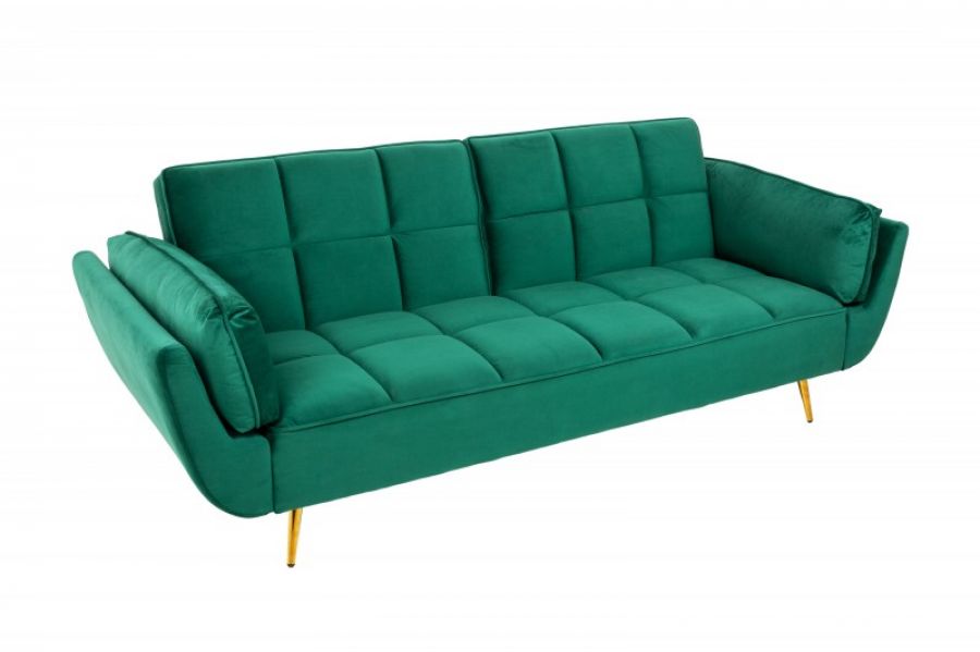 Sofa rozkładana Boutique aksamitna zielona - Invicta Interior