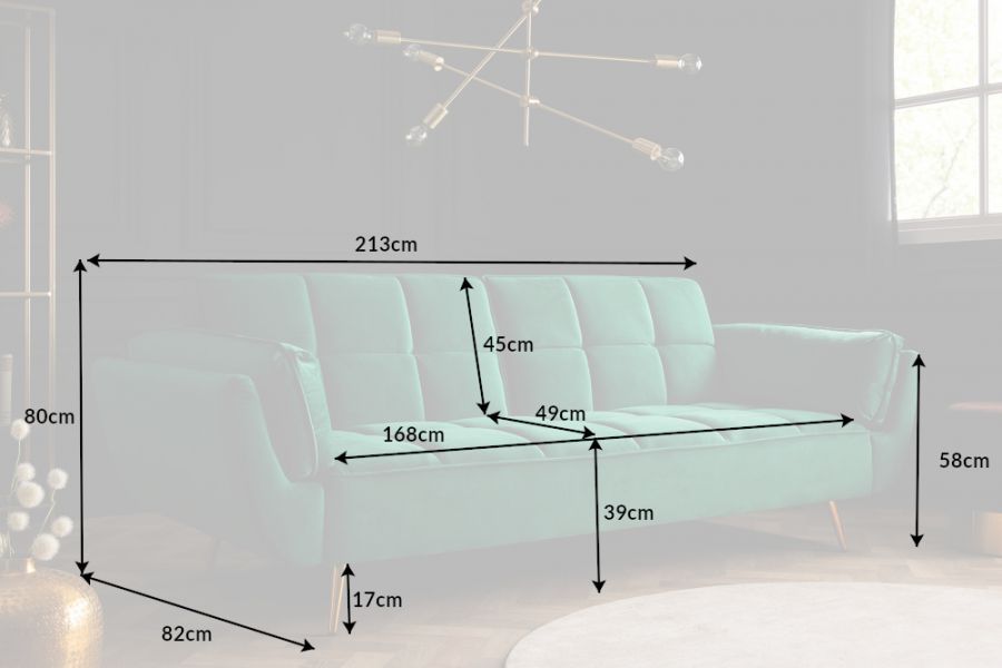 Sofa rozkładana Boutique aksamitna zielona - Invicta Interior