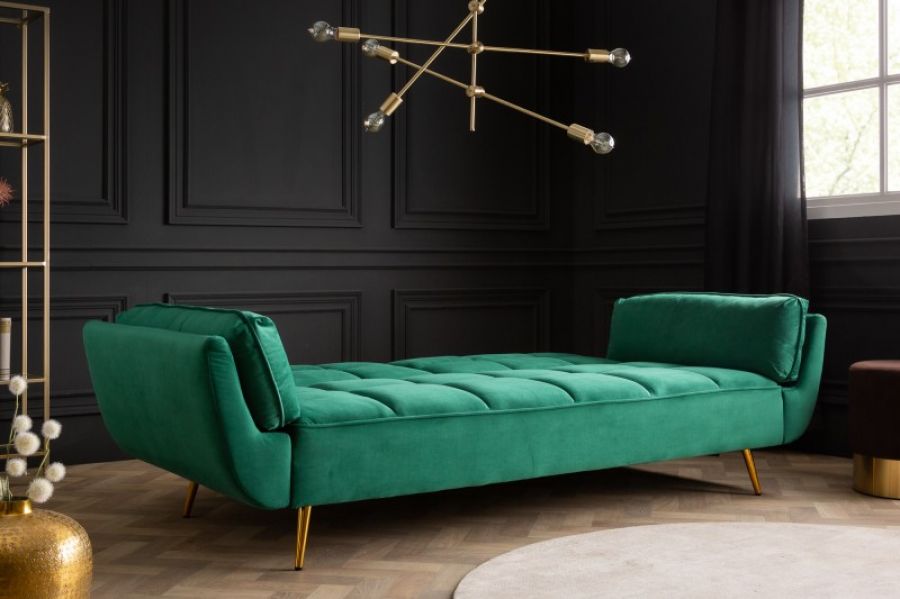 Sofa rozkładana Boutique aksamitna zielona - Invicta Interior