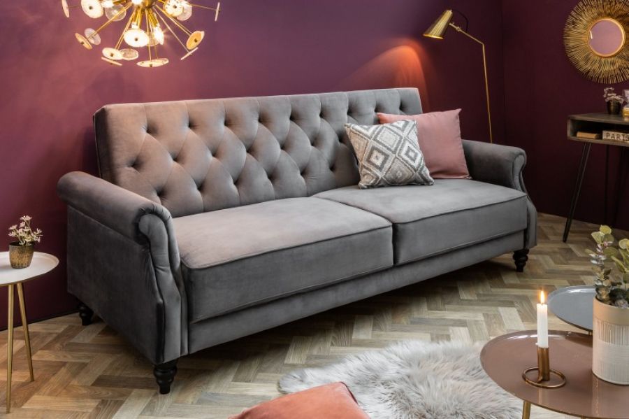 Sofa rozkładana Maison Belle II 220 cm szara   - Invicta Interior