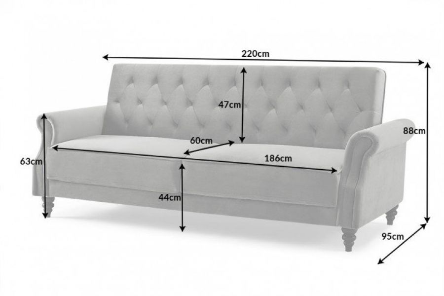 Sofa rozkładana Maison Belle II 220 cm szara   - Invicta Interior