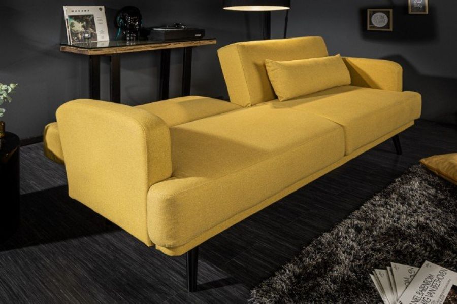 Sofa rozkładana Studio żółta musztardowa - Invicta Interior