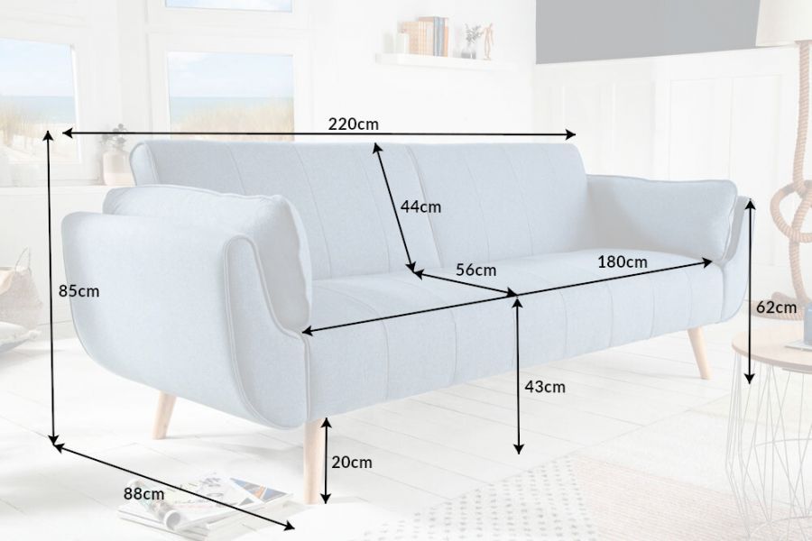 Sofa rozkładana Wersalka Divani niebieska - Invicta Interior