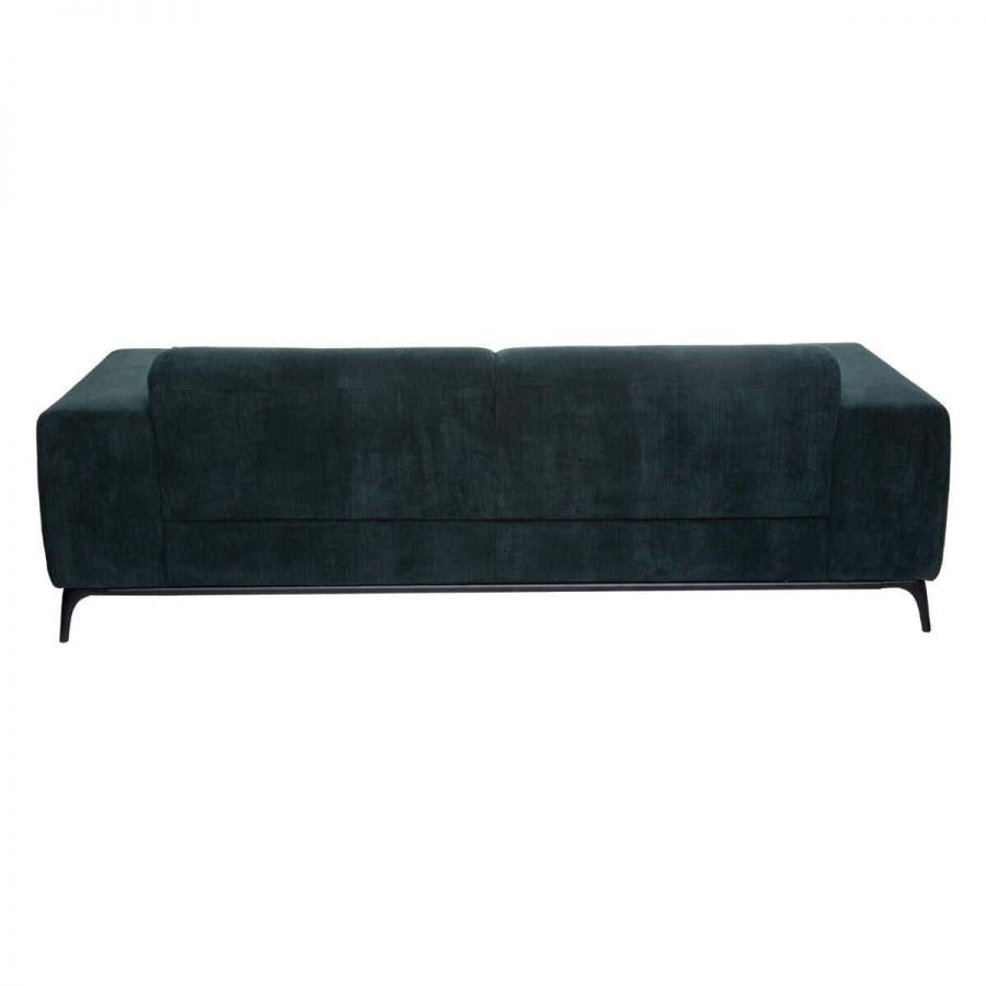 Sofa sztruksowa z wysuwanymi półkami zielona
