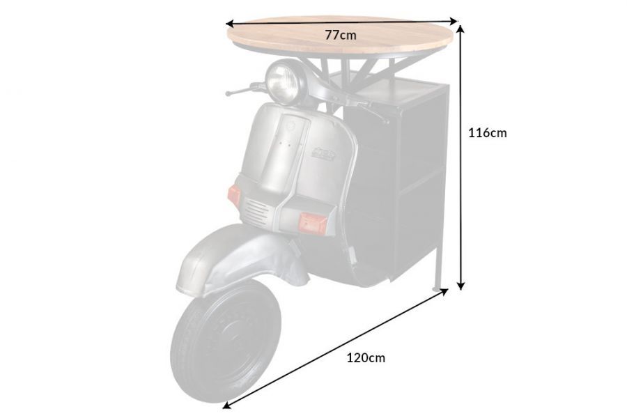 Stół barowy barek Scooter 115 cm Upcycling - Invicta Interior