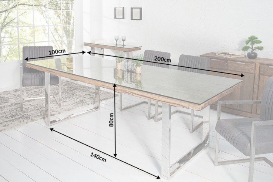 Stół Barracuda szklany blat 200cm  - Invicta Interior