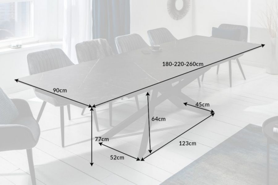 Stół Euphoria rozkładany 180-220-260 cm ceramiczny grafit  - Invicta Interior