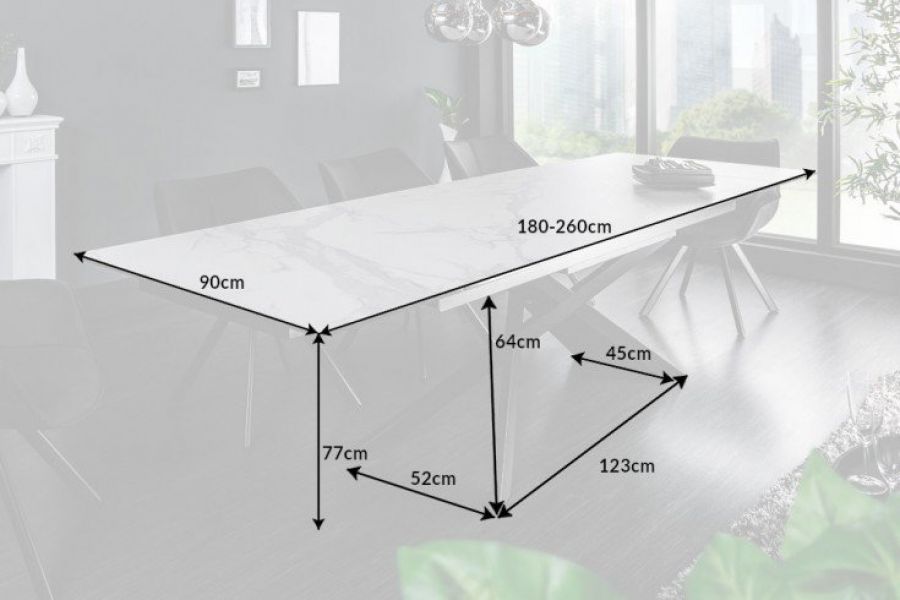 Stół Euphoria rozkładany 180-220-260 cm ceramiczny marmur - Invicta Interior