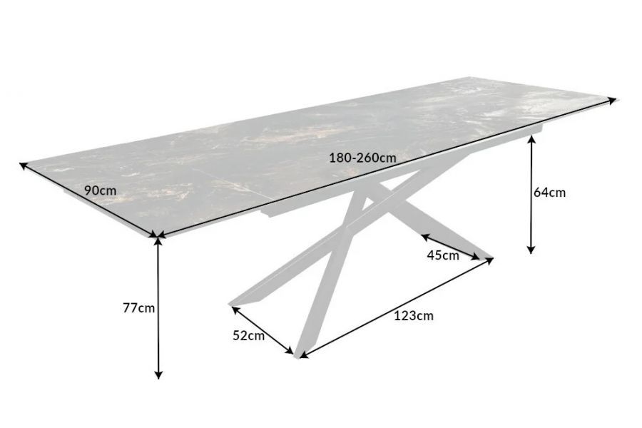 Stół Euphoria rozkładany 180-260 cm ceramiczny włoski marmur - Invicta Interior