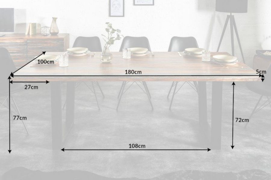 Stół Fire & Earth 180cm drewno sheesham szary smoke - Invicta Interior