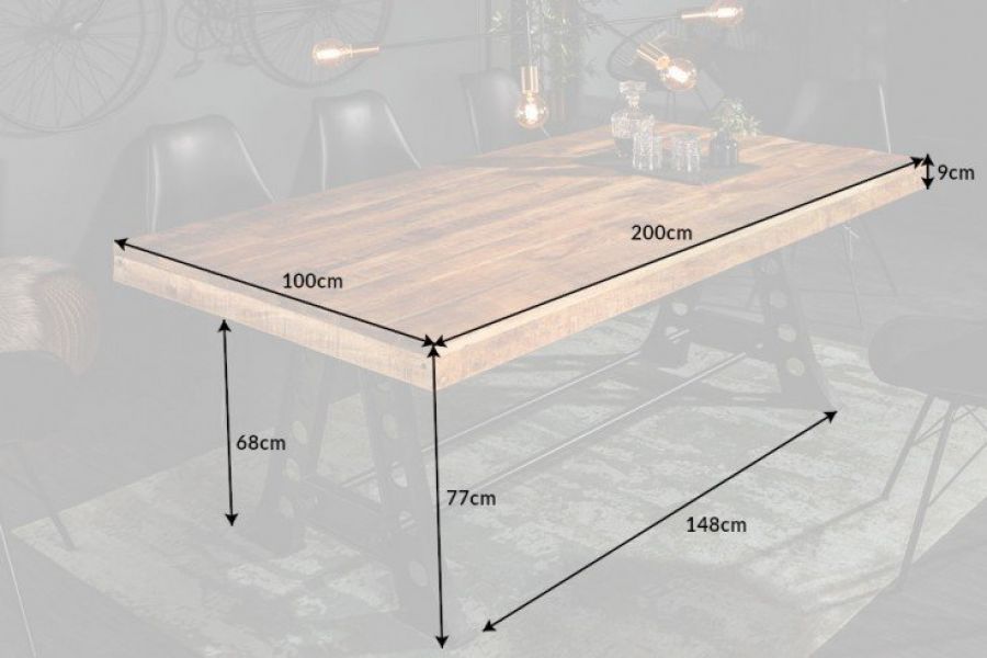 Stół Industrial 200cm drewno mango - Invicta Interior