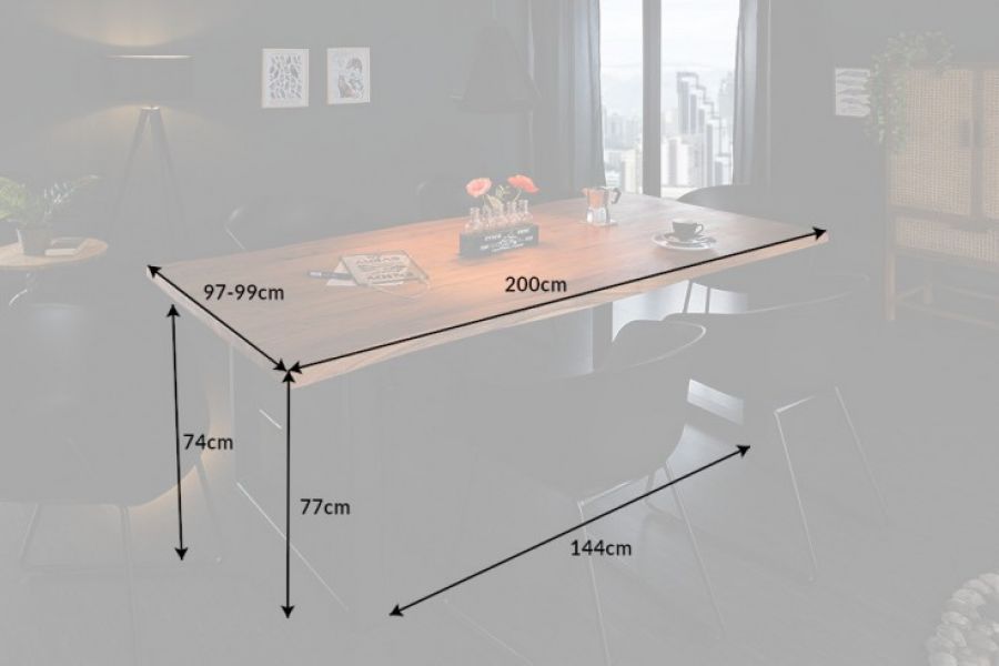 Stół Mammut 200cm drewno akacjowe 35mm - Invicta Interior