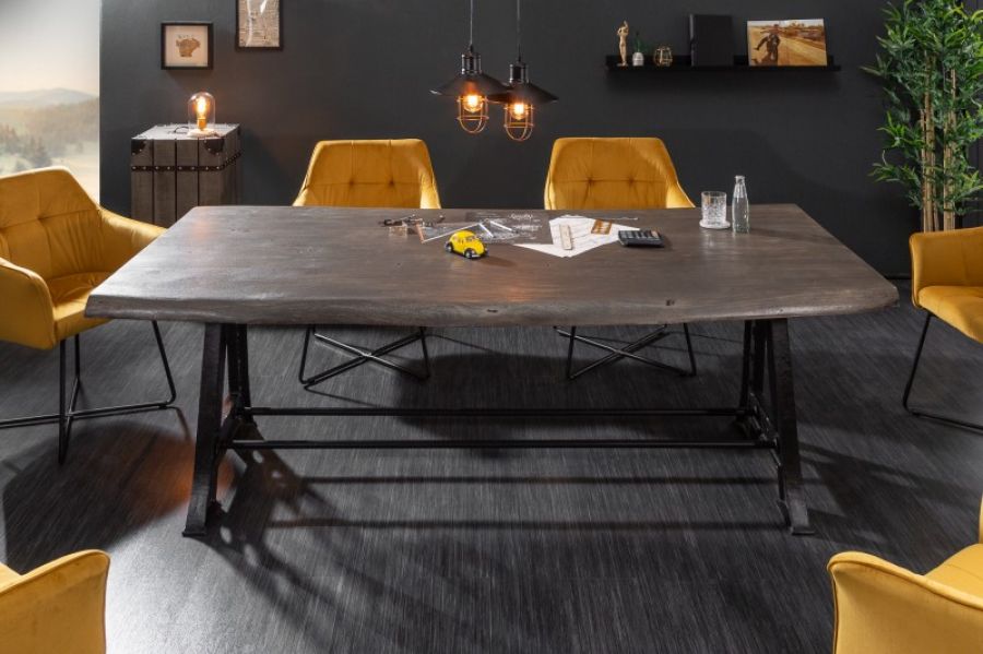 Stół Mammut industrialny 220 cm drewno akacjowe szare - Invicta Interior