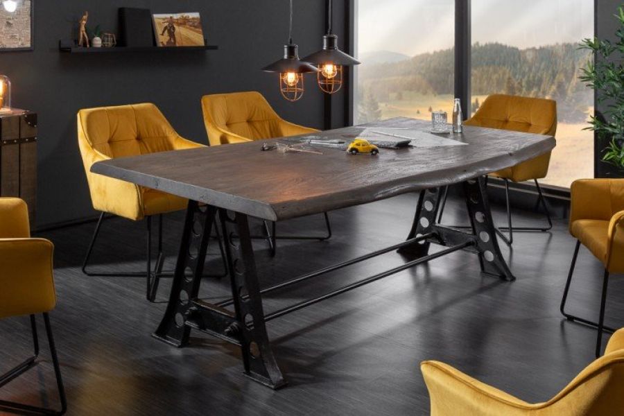 Stół Mammut industrialny 220 cm drewno akacjowe szare - Invicta Interior