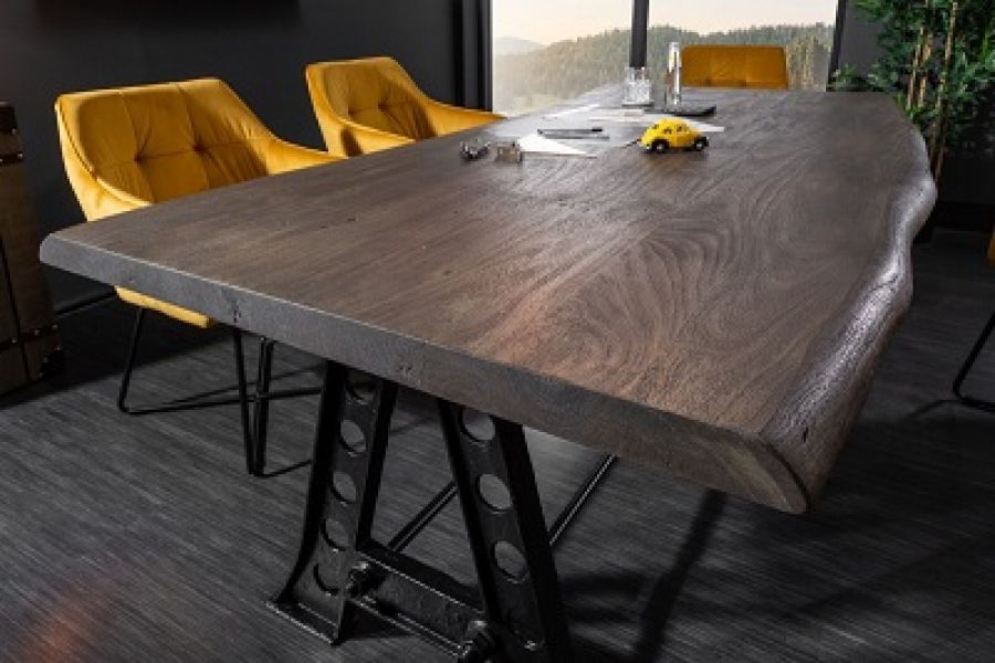 Stół Mammut industrialny 220 cm drewno akacjowe szare - Invicta Interior