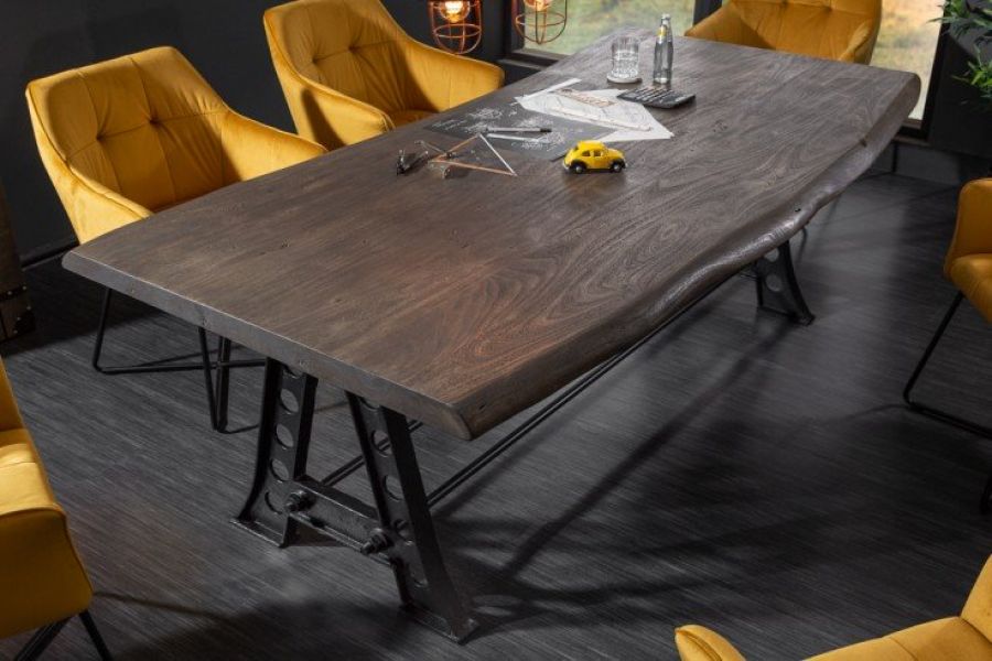 Stół Mammut industrialny 220 cm drewno akacjowe szare - Invicta Interior
