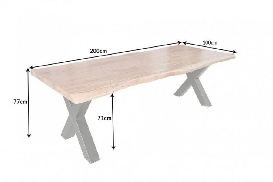 Stół Mammut X 200cm drewno akacjowe 60mm honey - Invicta Interior