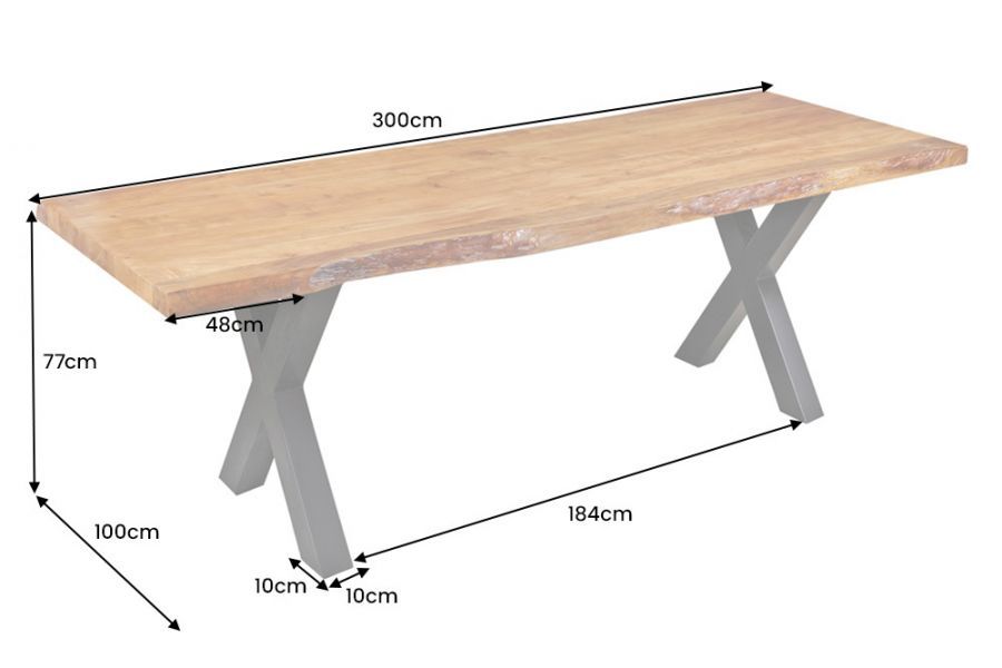 Stół Mammut X 300 cm drewno akacjowe 60mm - Invicta Interior